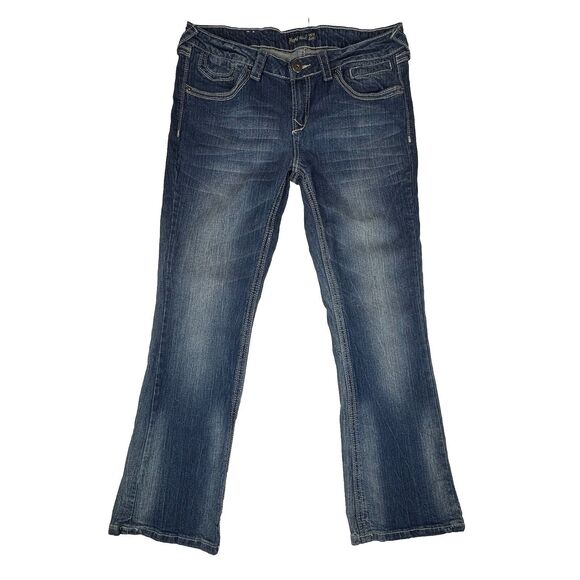 Royal Blue Jeans Women’s Size 13/30 Bootcut Low Rise Blue Denim Y2K Embroidered - Picture 1 of 11